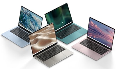 Dell 14S DS14270の4色の筐体を並べた公式製品画像