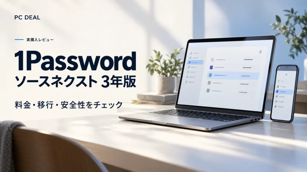 1Password ソースネクスト3年版の実購入レビュー。料金・移行・安全性をチェック