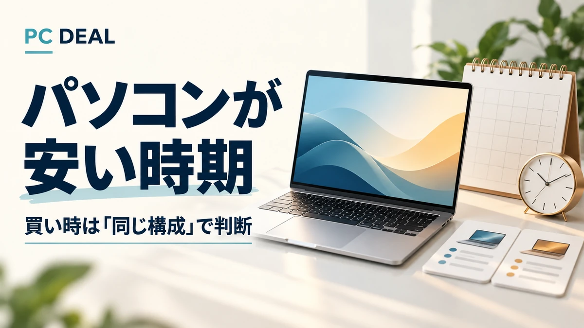パソコンが安い時期。買い時は同じ構成で判断
