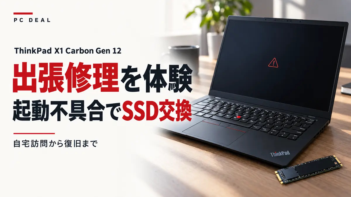 ThinkPad X1 Carbon Gen 12の出張修理・SSD交換体験を紹介するアイキャッチ